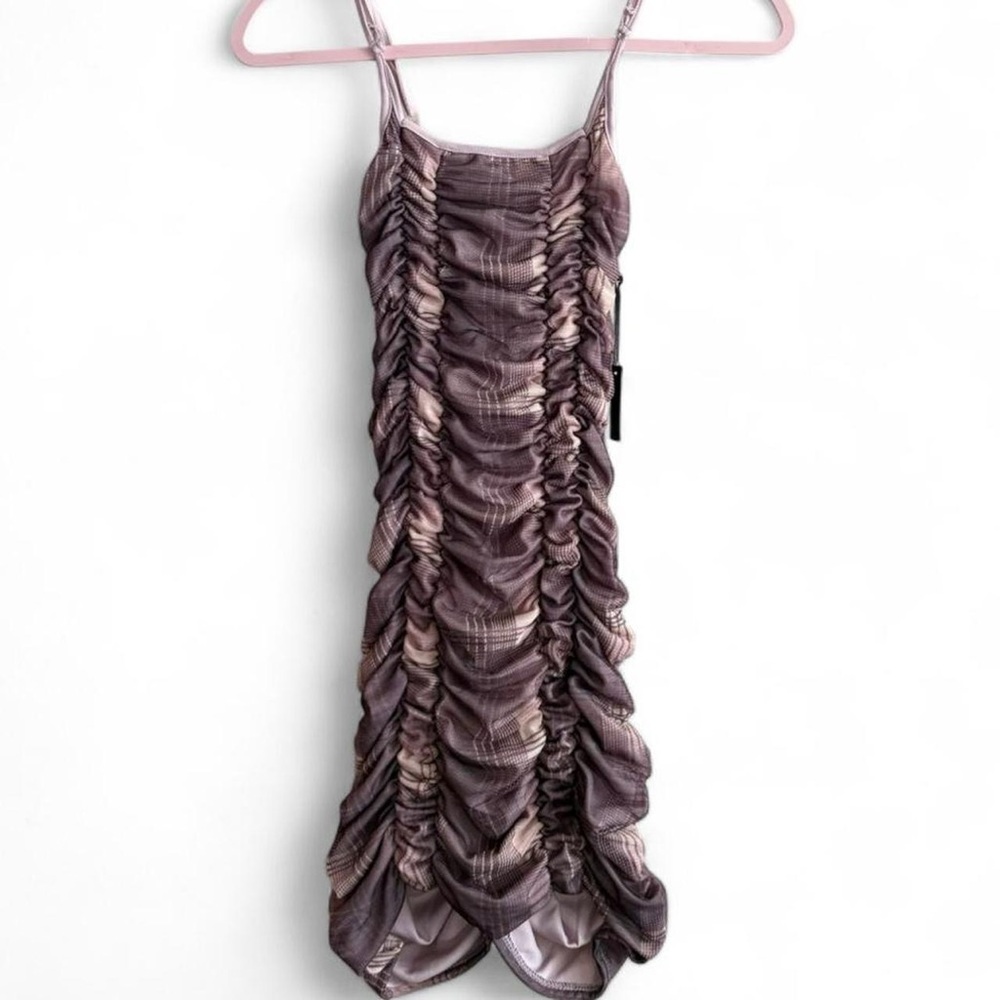 NWT Ruched Plaid Mini Dress Size Large
